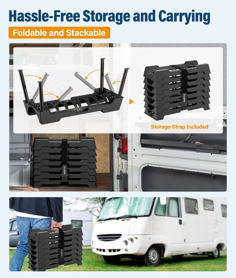 PAHTTO RV Sewer Hose Support, 15FT Heavy-Duty Camper Waste Hose Holder with 7 Foldable Sections, Adjustable & Stable Waste Drainage Support with Strap, Stackable & Weather-Resistant (Patent Pending) - Image 5